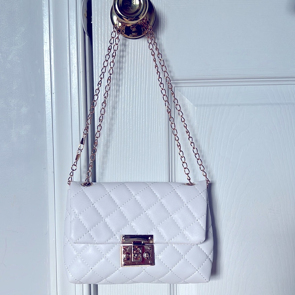 Shein Faux Leather Gold Chain White 2 Way Mini Purse